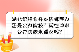湖北統(tǒng)招專升本選擇民辦還是公辦院校？現(xiàn)在沖刺公辦院校來得及嗎？