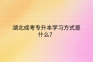 湖北成考專升本學(xué)習(xí)方式是什么？